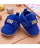 PURESOLE Cute Text Patch Detailed Velcro Closure Anti Skid Booties - Royal Blue