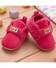 PURESOLE Cute Text Patch Detailed Velcro Closure Anti Skid Booties - Rani