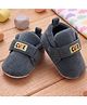 PURESOLE Cute Text Patch Detailed Velcro Closure Anti Skid Booties - Grey