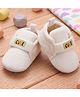 PURESOLE Cute Text Patch Detailed Velcro Closure Anti Skid Booties - Off White