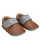 PURESOLE Colour Blocked Velcro Closure Booties - Tan & Grey