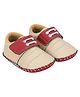 PURESOLE Colour Blocked Velcro Closure Booties - Cream & Red