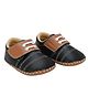 PURESOLE Colour Blocked Velcro Closure Booties - Black & Tan