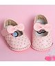 PURESOLE Bow Applique Detailed Velcro Closure Booties - Pink