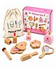 BitFeex Wooden Pretend Makeup Toy Set for Kids | 8 Pcs Beauty & Dress-Up Role Play Accessories with Mirror, Comb, Lipstick, Perfume, Brush, Nail Polish, Makeup Palette & Storage Bag | 3 Years+