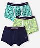 Pine Kids Cotton Elastane Knit Trunks With Animal Print Pack of 3 - Blue Green & Black