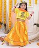 BownBee Pure Cotton Woven Half Sleeves Krishna Embroidered Lehenga & Choli With Dupatta Set - Yellow