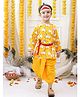 BownBee Janmashtami Theme Full Sleeves Cow Printed Kanhaiya Costume Set - Yellow