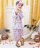 BownBee Janmashtami Theme Full Sleeves Cow & Floral Printed Kanhaiya Costume Set - Sky Blue