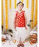 BownBee Janmashtami Theme Sleeveless Morpankh Printed Kanhaiya Costume Set - Red