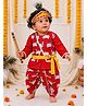 BownBee Janmashtami Theme Full Sleeves Cow Printed Kanhaiya Costume Set - Red
