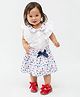 One Friday Cotton Woven Sleeveless Frill Detailed Brand Initials Embroidered Top & Skirt Set - Off White