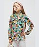 One Friday Woven Full Sleeves Abstract Printed & Frill Detailed Top - White & Yellow