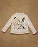 One Friday Cotton Knit Full Sleeves Poodle Printed Top - White
