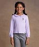 One Friday Cotton Knit Full Sleeves Unicorn Embroidered Top - Lilac