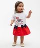 One Friday Cotton Knit Half Sleeves Bow Applique Detailed & Heart Embroidered Dress - Red