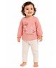 One Friday Cotton Knit Full Sleeves Rabbit & So Lovely Text Printed Top & Pants Set - Multi Colour