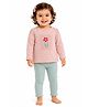 One Friday Cotton Knit Full Sleeves Floral Applique Detailed Top & Pants Set - Multi Colour