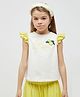 One Friday Cotton Knit Half Sleeves Lemon Patch Detailed & Brand Name Printed Top - Off White