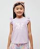 One Friday Cotton Knit Frill Sleeves Floral Printed Top - Lilac