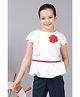 One Friday Cotton Woven Sleeveless Floral Applique Detailed Top - White