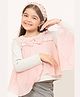 One Friday Cotton Knit Full Sleeves Bow Applique Detailed Layered Top - Grey & Peach