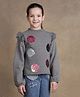 One Friday Cotton Knit Full Sleeves Sequin Embellished Top - Grey