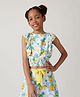 One Friday Woven Frill Sleeves Lemons Printed Top - White & Yellow