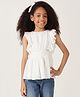 One Friday Woven Frill Sleeves Solid Top - Off White