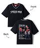 Pine Kids Marvel 100% Cotton Single Jersey Knit T-Shirt with Half Drop Shoulder Sleeves and Front & Back Spider Man Print - Black