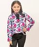 One Friday Woven Full Sleeves Floral Printed & Bow Applique Detailed Top - Pink & Black