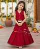 The Magic Wand Woven Sleeveless Lace Embellished Waistcoat Style Choli & Lehenga Set - Red