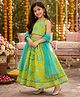 The Magic Wand Cambric Woven Sleeveless Floral Printed & Lace Embellished Coordinating Choli Lehenga Set With Dupatta - Green
