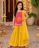 The Magic Wand Cambric Woven Sleeveless Leaf Printed Kurti & Sharara Set With Dupatta - Pink