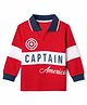 Babyhug Marvel Cotton Knit Full Sleeves T-Shirts with Captain America Print in Red