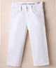 Ruff Cotton Elastane Regular Straight Fit Washed Denim Full Length Button Down Jeans - White