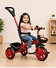 Tricycle with Parental Push Handle - Red & Black| BIS Certified| Non Slip Pedals| Easy Grip Handles| Safety harness| Foldable Footrest| Storage Basket| Easy Assembly| 18+ Months Boys & Girls