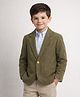 Rare Juniors Cotton Woven Full Sleeves Solid Blazer - Olive Green