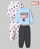 Bonfino Marvel 100% Cotton Interlock Knit Full Sleeves Co-ord T-Shirt & Pajama Night Suit with Avengers Graphic Print Pack of 2 - White & Light Blue