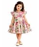 tior Knit Frill Sleeves Floral Printed Tiered Dress - Pink & Cream