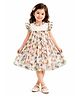 tior Knit Frill Sleeves Floral Printed Tiered Dress - Cream