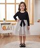 tior Net Woven Full Sleeves Bow Applique Detailed Dress - Black