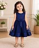 tior Net Woven Sleeveless Bow Applique Detailed Dress - Blue