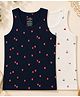 Charm n Cherish Cotton Knit Pack Of 2 Sleeveless Strawberries & Cherries Printed Tops - Black & White