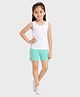 Charm n Cherish Cotton Knit Sleeveless Solid Top & Shorts Set - White & Green