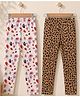Charm n Cherish Cotton Knit Pack Of 2 Leopard & Floral Printed Leggings - Multi Colour