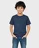 Charm n Cherish Cotton Knit Half Sleeves Striped Tee - Navy Blue