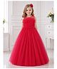 Toy Balloon Kids Satin Mesh Sleeveless Floral Applique Detailed Gown - Coral