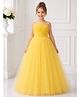 Toy Balloon Kids Satin Mesh Sleeveless Floral Applique Detailed Gown - Peach