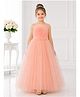 Toy Balloon Kids Satin Mesh Sleeveless Floral Applique Detailed Gown - Yellow